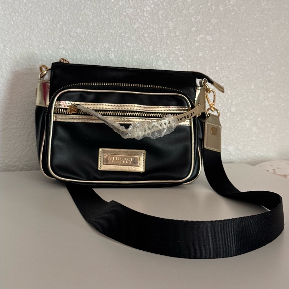Versace Crossbody Bag in Black and Gold